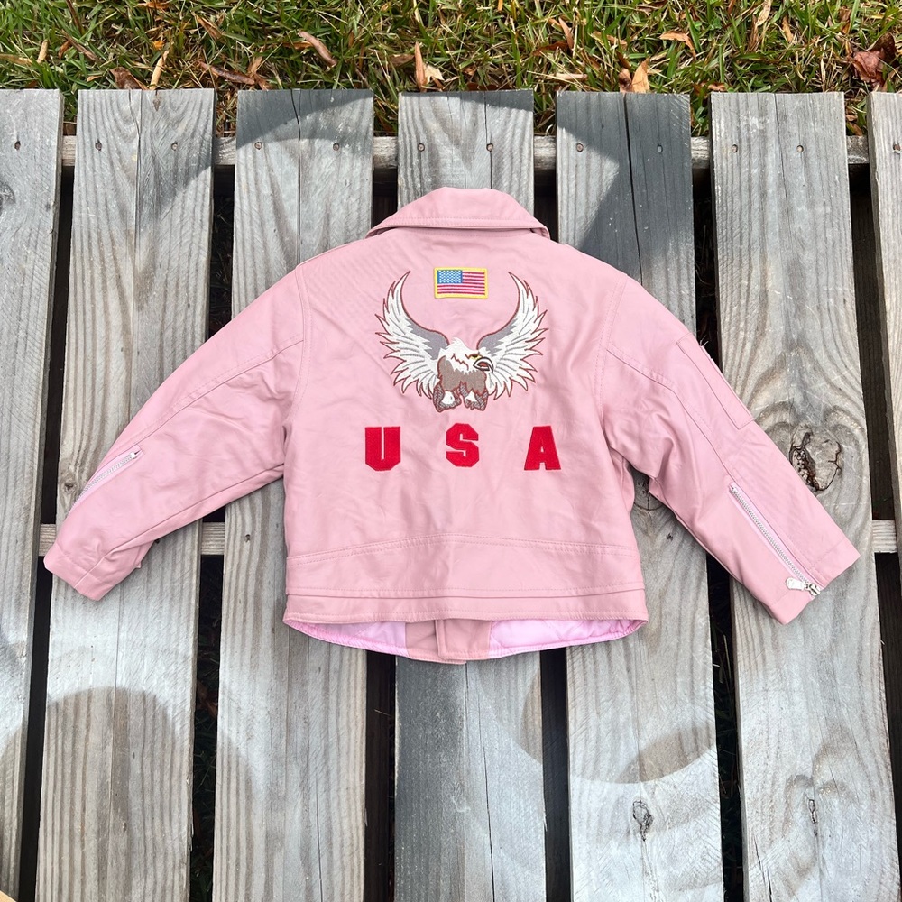 USA leather motorcycle bomber jacket